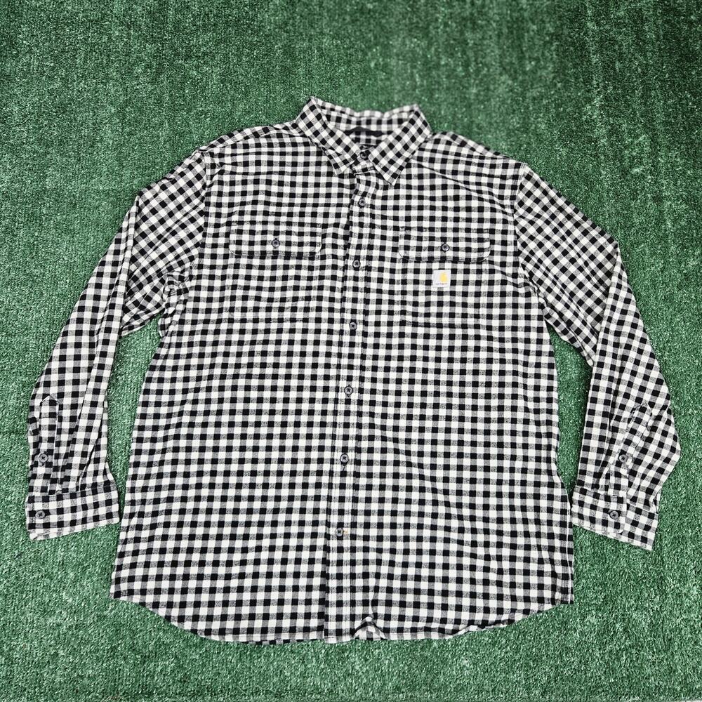 Carhartt Loose Fit Heavyweight Flannel Buffalo Plaid Camp Shirt Men XL EUC
